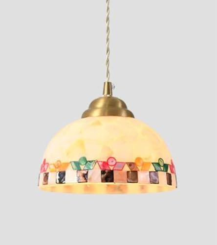 Tiffany Glas Hängelampe Muschel Nachttisch Pendellampe Vintage Schlafzimmer Minimalismus Esszimmerlampe Deckenleuchten für Wohnzimmer Loft E27 18 * 14cm