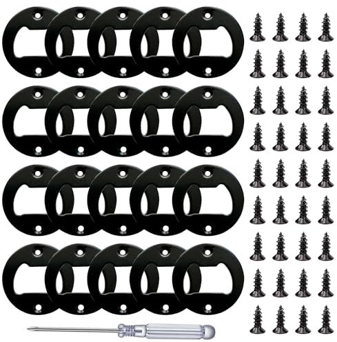 Flaschenöffnereinsatz, 20 Sets Edelstahl-Einsätze, Set mit Schrauben, Schraubendreher für Heimwerker, Harz-Form-Set, Hardware-Teile (schwarz)