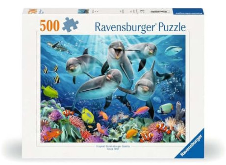 Ravensburger Puzzle 12000200 - Delphine im Korallenriff - 500 Teile Puzzle für Erwachsene und Kinder ab 10 Jahren