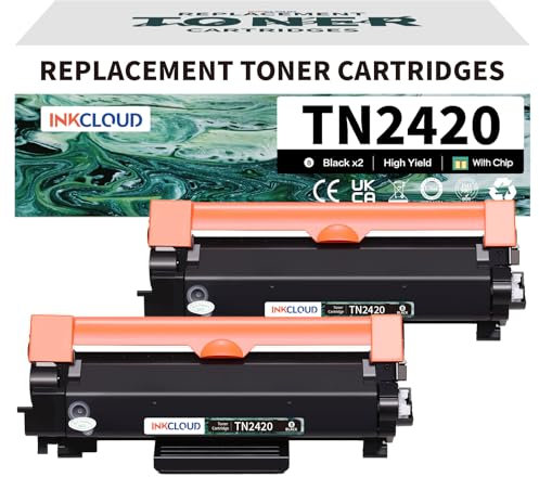 INKCLOUD TN-2420 TN2420 TN-2410 Toner Kompatible für Brother MFC L2710DW Toner für Brother MFC-L2710DW HL-L2350DW MFC-L2710DN HL-L2310D DCP-L2530DW MFC-L2750DW DCP-L2510D (2 Schwarz)