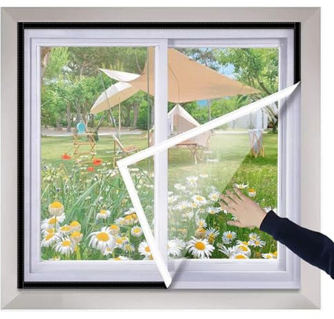 XXIUDEE Custom Cat Protection Window Mesh Net, Cats Window Safety Net Window Protection for Cats, Self-Adhesive Fly Screen Netting, Window Screen Mesh with Zipper