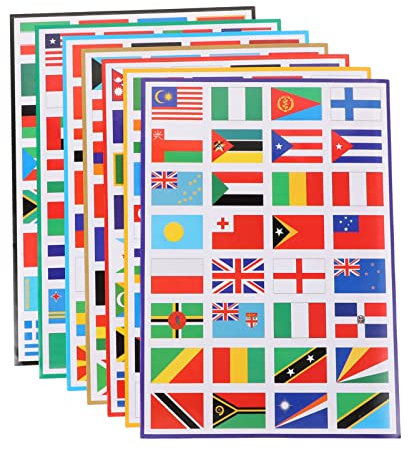Vaguelly 2 Sets Nationalflaggen-Aufkleber-Set Flaggen Der Welt Aufkleber für Zuhause und Büro Dekoration Temporäre Kartenaufkleber 7 Blätter