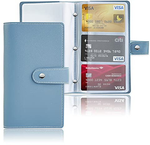 Czzmy 96 Porte Cartes de Visite Carte de Livre PVC Cartes pour Ranger Carte de Visite Cartes Fidélité Porte Carte de Crédit etc(1-Bleu)