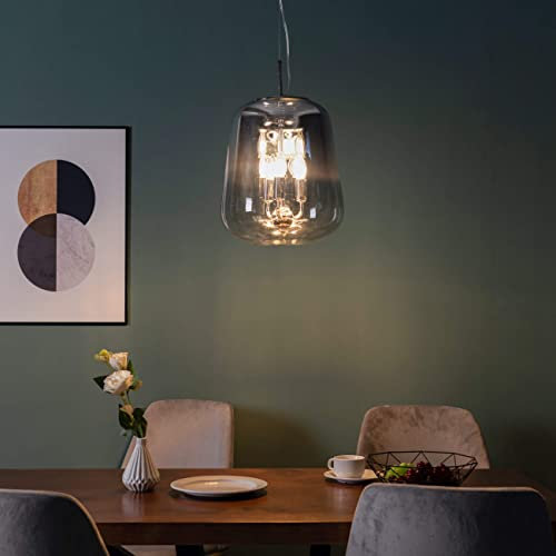 Kosilum – Pendelleuchte Design und Trend aus Rauchglas mit Farbverlauf – Manoli – Licht warmweiß Beleuchtung Wohnzimmer Schlafzimmer Küche Flur – 3 x max 40 W – E14 – IP20
