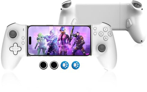 G-STORY Mobile Gaming Controller USB-C Cablato e Bluetooth per Android, Joystick Dual Hall e Design Ergonomico | Plug-and-Play Stream PC, Xbox, PS, Cloud Console Gaming (Bianco)