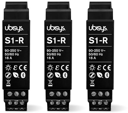 Erweiterungs-Set Schalter-R 3 | 3x ubisys Zigbee/Bluetooth Schaltaktor S1-R (Series 2): Schaltet bis zu 16A | Zigbee Direct | Auch ohne Gateway steuerbar | Stromstossrelais | Sie sparen 14€.