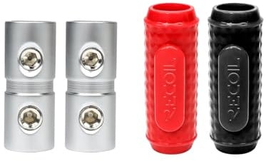 RECOIL BC48 Conector Cable Alimentación 4-8 AWG (25-10mm²) Par | Latón, Tornillo Allen, Cromo Satinado Marino, Fundas Silicona Reutilizables