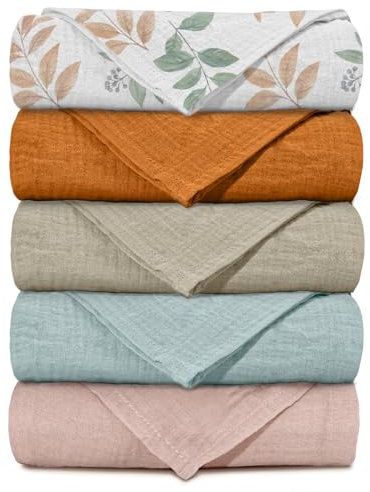 Musselintücher für Baby-Musselinquadrate, Spucktücher Baby,Wickeldecken für neugeborene Jungen und Mädchen, 5er-Pack atmungsaktive und Mullwindeln Spucktücher Wickeltücher für Kleinkinder 007