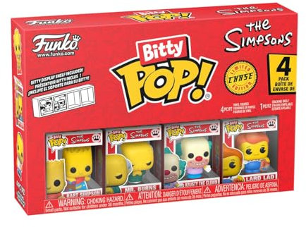 Funko Bitty Pop! The Simpsons - Bart - 4 Pack - 1 Chance sur 6 D'avoir Une Variante Rare Chaseet Une Mini-Figurine Mystère en Surprise