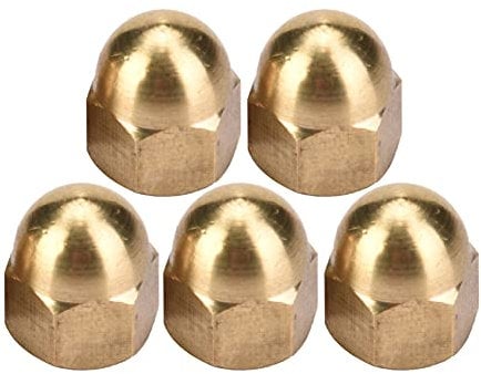 40pcs M6 Brass Acorn Nut Kit Dome Head Cap Hex Nuts Set Brass Decorative Cap Nut Vehicle Fasteners for Screws Bolts Brass Tone