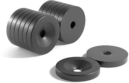 Magnet Store 20mm x 3mm x (5mm Hole) Disc Countersunk Black Epoxy Neodymium Magnet N42 (4.21KG Pull) – Ideal for DIY, Woodworking, Crafts, and Manufacturing (5)