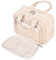 Kulturtasche Damen Gross & Kosmetiktasche Groß, Waschtasche Damen Make up Tasche für Herren & Volle Größe Kulturbeutel für Kinder (Hellbraune Streifen)