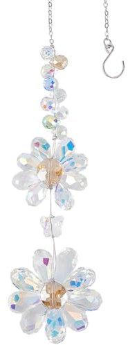 CREATCABIN Attrape Soleil Cristal Attrape Soleil Cristal Décoration Suspendre Arc Ciel Verre Décoration Suspendre pour Fenêtre Intérieur Extérieur Jardin Salle Manger Cadeau Mariage Noël 16.3x5.3cm