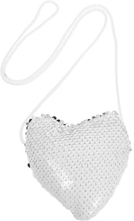 LIFKOME Mini Herzform Tasche Mit Pailletten Handtasche Für Mädchen Und Kleinkinder Aufhängegurt Aus Kunststoff Und Polyester Praktische Aufbewahrung Für Münzen Und Kleine Gegenstände