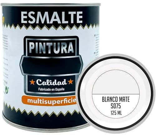 Acan Tradineur - Bote de Pintura Esmalte - Fabricado en España - Ideal para Cualquier Superficie, Madera, Plástico, Cristal o Cemento - Capacidad de 125 ML - Blanco Mate (S075)