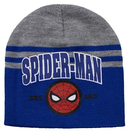 Marvel Spiderman Mütze Kinder | Geschenke für Jungen | Beanie | Wintermütze Spidey | Strickmütze | Haube Kinder | Spider-Man (DE/NL/SE/PL, Numerisch, 54, Blau)