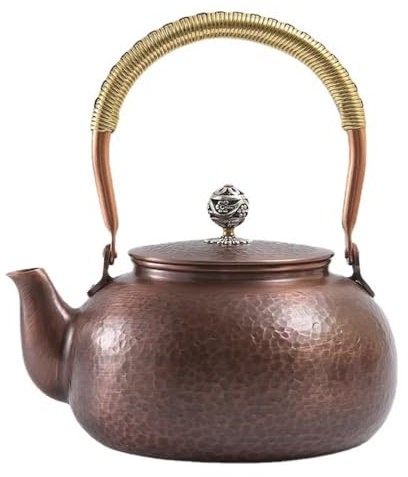 RYHMHA Handmade Pure Copper Teapot, Pure Copper Kettle for Gas Stove, Pure Copper Tea Set, Copper Teapot 1200ml