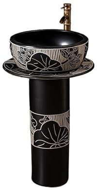 NEBE Lavabo Salle de Bain Lavabo à Colonne Domestique en céramique, lavabo sur Pied Vasque à Poser Salle de Bain