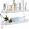 Wisebom Estantería Ducha Sin Taladros 2 Pcs, Adhesivo Estantes Cesta para Ducha con 8 Ganchos, Estanteria Baño Pared de Plastico, Organizador Estantes Cesta para Ducha, para baño y Cocina, Blanco