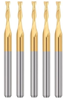 Fräser, 10 Stück, 1 mm Durchmesser, 2 Flöten, Hartmetall-Schaftfräser, 3,175 Schaft, CNC-Spiralfräser for Holz, MDF, PVC, Kunststoff