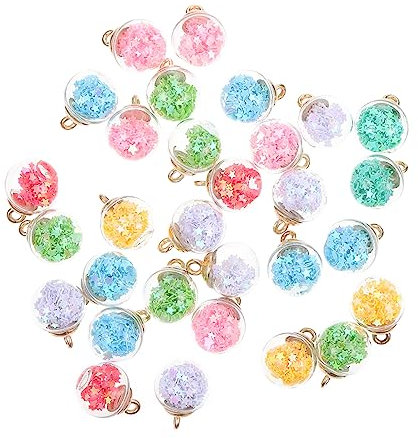 OFFIGAM 30stücke Bunte Glasball- Schmuckzubehör Für Halsketten Ohrringe Und Armbänder Sichere Und Gesunde Materialien Für Kreative Projekte