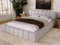 GRAINGOLD Alicante Bett 180x200, Polsterbett mit Bettkasten, Polsterbett mit Stauraum, Bouclé-Stoff, mit Lattenrost, mit Kopfteil, ohne Matratze (Hellgrau, 180x200)