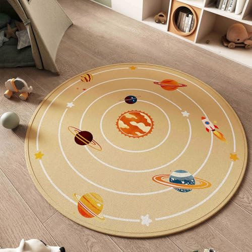 Spielteppich Kinderteppich Rutschfest Spielmatte Waschbar Zoo Tier für Mädchen Jungen Teppich Baby Lernspiel Krabbelmatte Rosa Teppichbodenkissen Klassenzimmer Kaninchen Löwen (Braun, 120x120cm)