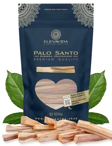 ELEVAVIDA Palo Santo 100 g Madera aromática para sahumar de Perú – Aroma Natural, recolección sostenible – Palo Santo Incienso – Bursera Graveolens – Madera Sagrada