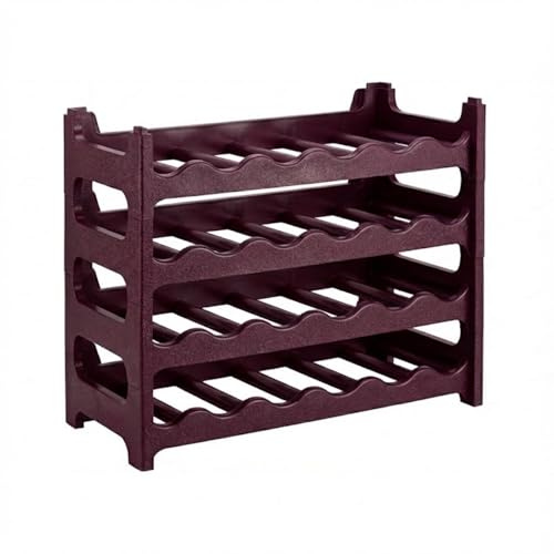 Cave à Vin Plastique Effet Cuir Martelé, Rouge Bourgogne, 24 Bouteilles | CookandSupply x TheWV, Étagère Range Bouteilles Modulaire Empilable, Casier 6 Bouteilles par Module, Made in Italy