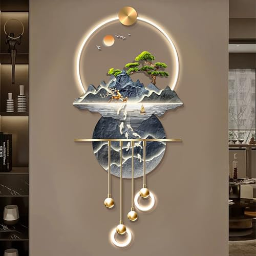KAFHGEIN 3D-Wandbild mit LED-Beleuchtung, dekorative Wandskulptur mit Netzteil, für Wohnzimmer, Schlafzimmer, Flur, Eingang und Innen des Hauses (C, 70 x 156 cm/27,5 x 61,4 Zoll)