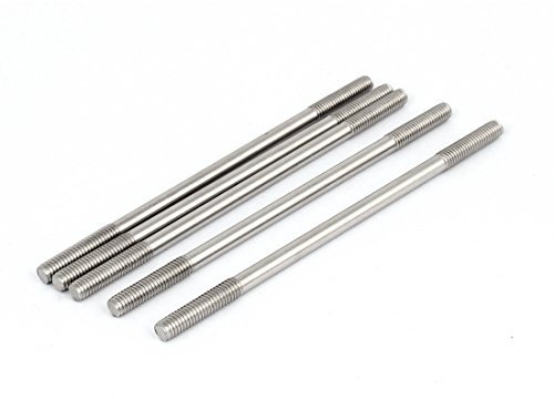 sourcing map Goujon Double Extrémité Fileté Vis Boulon 304 Inox Acier M6 x 130mm 5Pcs