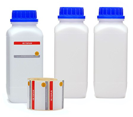 Octopus 3x 1000 ml wide mouth bottles with screw top, chemical bottle, laboratory bottle