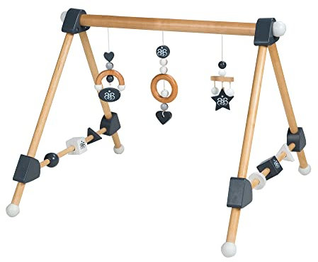 roba Baby Spielbogen aus Holz - Anhänger Set Rock Star Baby 3 - Activity Center ab 3 Monaten - Montessori Spielzeug - Holz natur / anthrazit, 1 Stück (1er Pack)