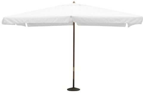 milani home - Ombrellone Da Giardino 3x4 Palo Centrale In Legno Telo Bianco Per Esterno Ristorante Gelateria Bar Hotel Albergo