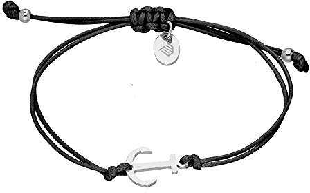 Max Palmer Armband mit Anker Anhänger [01.] - Band: schwarz | Anhänger: Silber