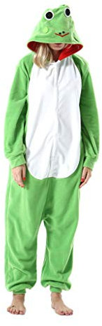 SAMGU Adult Pyjama Cosplay Tier Onesie Body Nachtwäsche Kleid Overall Animal Sleepwear Erwachsene Jumpsuit Costume Frosch M
