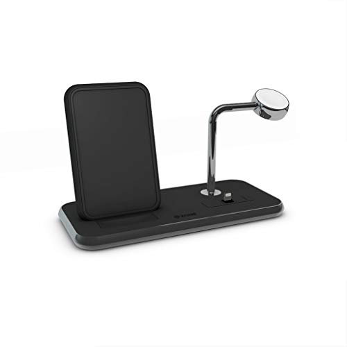 ZENS Supporto Ricarica Wireless Qi + Lightning Dock + Watch - Alluminio Nero