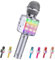 ShinePick Microfono Inalámbrico Karaoke, Micrófono Karaoke Bluetooth Portátil con Altavoz y LED para Niños Canta Partido Musica, Compatible con Android/iOS PC, AUX o Teléfono Inteligente (Plata)