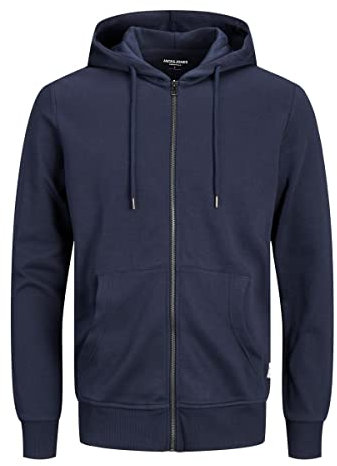 JACK & JONES Jjebasic Sweat Zip Hood Noos Felpa Sportiva con Cappuccio, Blu (Navy Blazer), XL Uomo