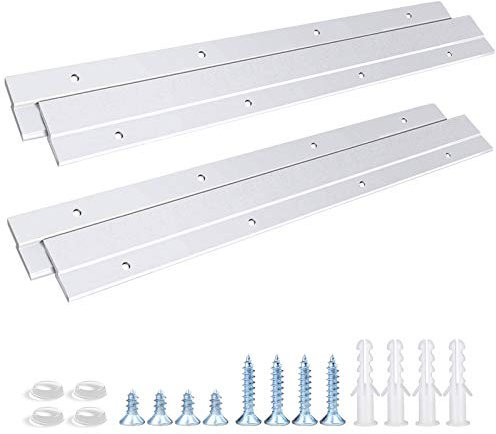 French Cleat Hanger 12 Inch, Aluminum Z Clips for Hanger Supports 80lbs - Interlocking Wall Mounting Bracket Hardware Kit for Hanging Mirrors, Picture, Shelf, Whiteboard, Art, Frames (12-2Pairs)