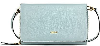 Giudi ® Geldbörse Handytasche Umhängetasche Damen Leder Groß Himmelblau Mit Vielen Fächern Echtleder Hellblau Himmelblau Pastellfarbe Portemonnaie Designer Trend