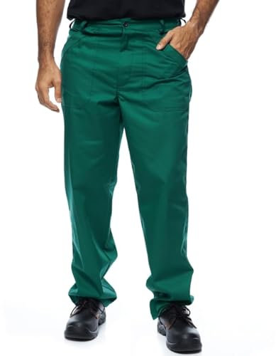 Men's Work Trousers, Classic Model, Work Cargo Pants, S-3Xl Size, Work Trousers for Man, Made in EU, Cargo Pants Men with Elasticated Waist, Mazalat Workwear, Classic Trousers, Green, M(EU50)-W34