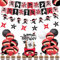 Décoration de Fête d'Anniversaire Ninja Rouge et Noir sur le Thème des Guerriers - Fournitures de Fête pour Garçons avec Autocollant Ninja Banderole d'Anniversaire Décoration de Gâteau