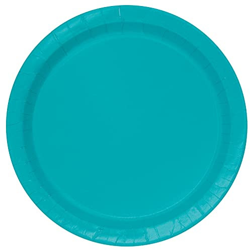 Unique- Platos de Papel Ecológicos-18 cm Azul Cerceta-Paquete de 20, Color teal (32124EU)