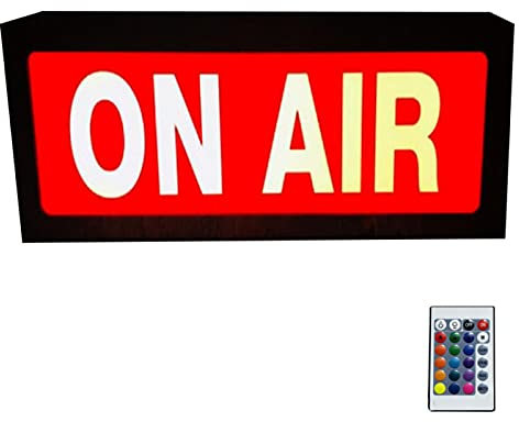 GSDGV On Air Light Box, Light Sign Lightbox, decoración de pared inalámbrica a pilas, mando a distancia con regulable, para pubs Home Cinema Studio (negro, tamaño: 2)