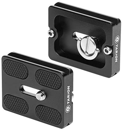 TARION Kamera Schnellwechselplatte PU50 mit 1/4'' Gewinde 2 Stück Quick Release Plate Kompatibel mit Standard Arca Swiss DSLR Kamera Stativ Kugelkopf