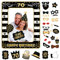 70th Foto Requisiten und aufblasbarer Rahmen,34 Stücke Fotobox Accessoires Fotokabine für 70.Geburtstagsfeier,Party Foto Booth Props Mix von Kappen,Weinglas,Lippen Stift,Krawatte,Kronen und mehr