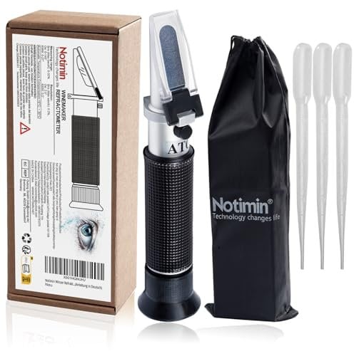 Notimin Winzer Refraktometer Wein, 0-32% BRIX; 0-140° Öchsle; 0-27 KMW mit ATC für Wein Bier Brauen für Messung des Zuckeranteils (Anleitung in Deutsch)