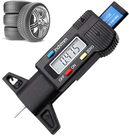WANGCL Tyre Tread Gauge Digital Tyre Depth Gauge 0-25.4mm Tire Tread Depth Measuring Tool for Cars Trucks Motor - Black