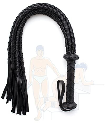 US-DXB Frusta a Mano Intrecciata in Pelle da Corsa di Equitazione Nera